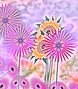 Bright colorful abstract Spring flowers background