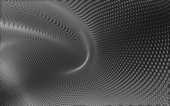 Abstract polygonal space low poly dark background with connecting dots and lines. Connection structure. 3d rendering