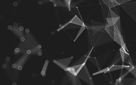 Abstract polygonal space low poly dark background with connecting dots and lines. Connection structure. 3d rendering