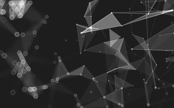 Abstract polygonal space low poly dark background with connecting dots and lines. Connection structure. 3d rendering