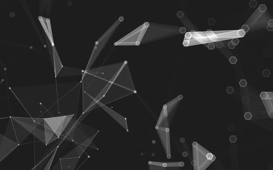 Abstract polygonal space low poly dark background with connecting dots and lines. Connection structure. 3d rendering