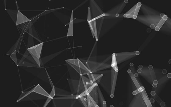 Abstract polygonal space low poly dark background with connecting dots and lines. Connection structure. 3d rendering