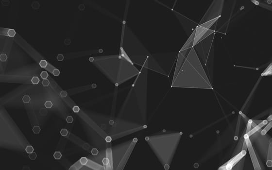 Abstract polygonal space low poly dark background with connecting dots and lines. Connection structure. 3d rendering