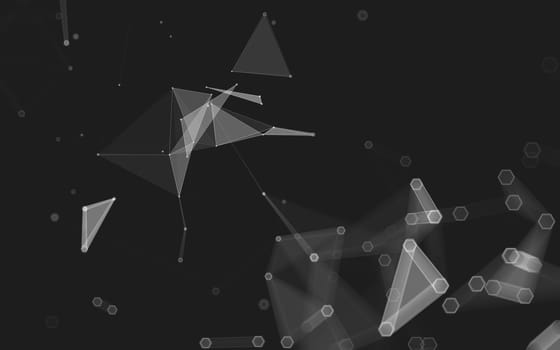 Abstract polygonal space low poly dark background with connecting dots and lines. Connection structure. 3d rendering