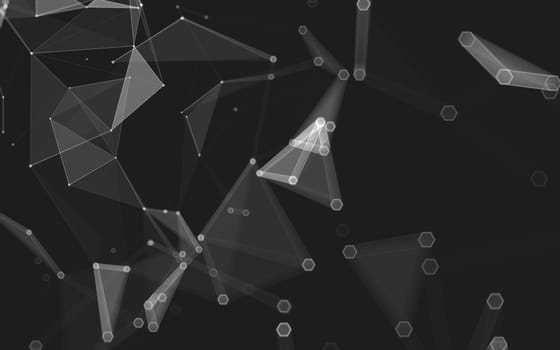 Abstract polygonal space low poly dark background with connecting dots and lines. Connection structure. 3d rendering