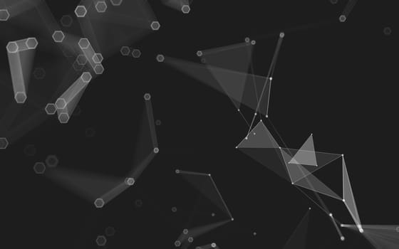 Abstract polygonal space low poly dark background with connecting dots and lines. Connection structure. 3d rendering