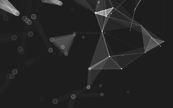 Abstract polygonal space low poly dark background with connecting dots and lines. Connection structure. 3d rendering