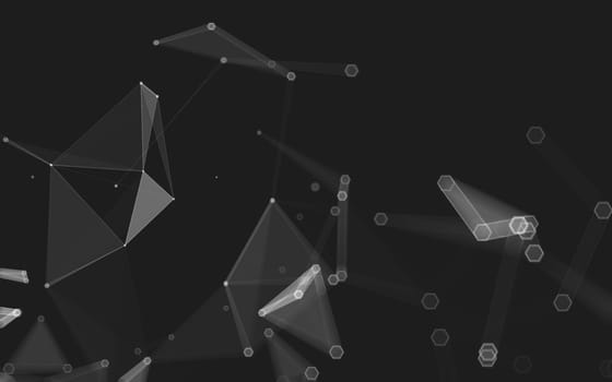 Abstract polygonal space low poly dark background with connecting dots and lines. Connection structure. 3d rendering