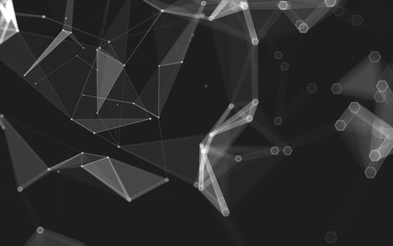 Abstract polygonal space low poly dark background with connecting dots and lines. Connection structure. 3d rendering