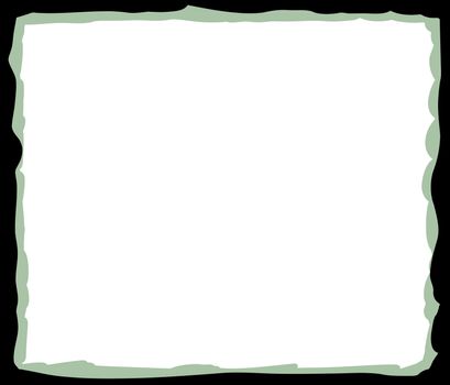 Empty jagged edge green and black border frame with white background