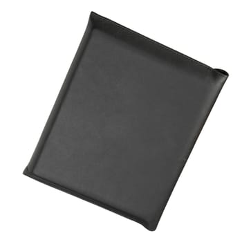 Black, leather, personal organizer on a white background