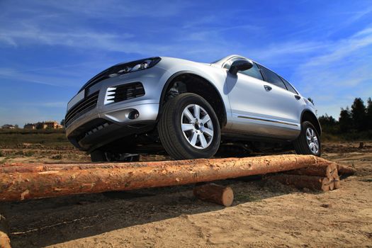 An unidentified competitor participates in car test drive