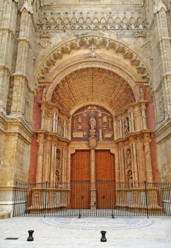Palma de Majorca, Spain - June 25, 2008: Portal entrance of Cathedral La Seu