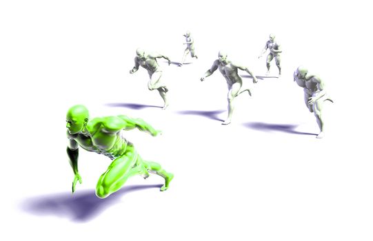 Leader Running Ahead of the Competition in 3d