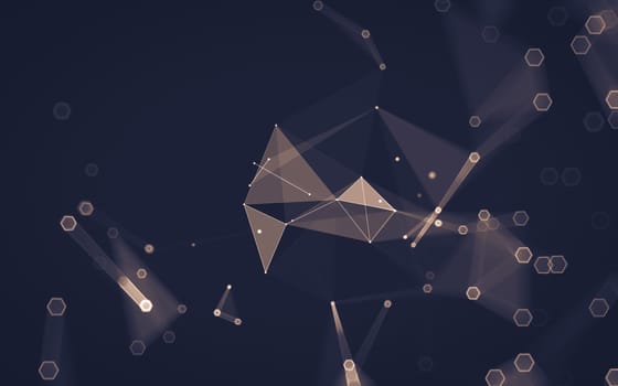 Abstract polygonal space low poly dark background with connecting dots and lines. Connection structure. 3d rendering