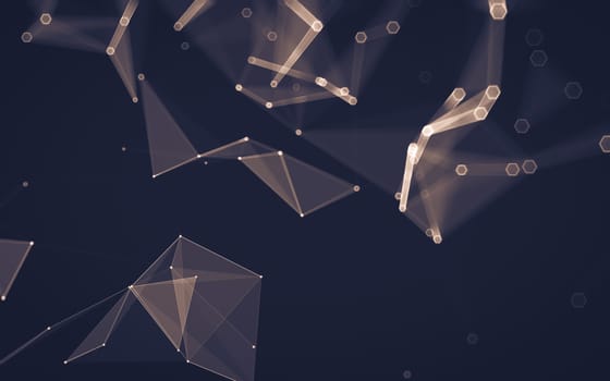 Abstract polygonal space low poly dark background with connecting dots and lines. Connection structure. 3d rendering