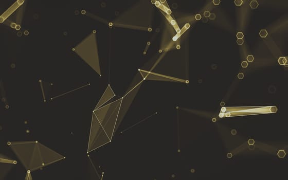 Abstract polygonal space low poly dark background with connecting dots and lines. Connection structure. 3d rendering