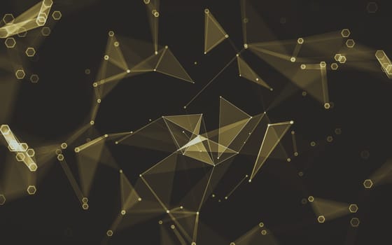 Abstract polygonal space low poly dark background with connecting dots and lines. Connection structure. 3d rendering