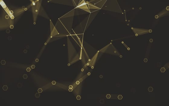 Abstract polygonal space low poly dark background with connecting dots and lines. Connection structure. 3d rendering