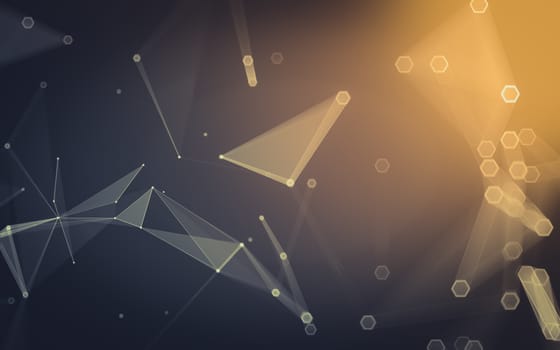 Abstract polygonal space low poly dark background with connecting dots and lines. Connection structure. 3d rendering