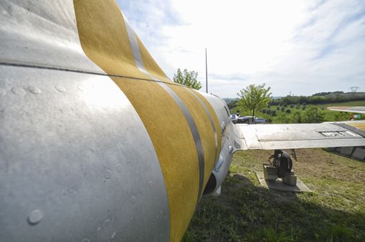 The fuselage of a Polish fighter jet