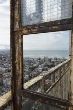 The city of Rimini reflected on the mirror