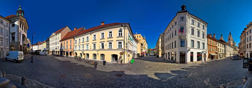 Ljubljana central square panoramic view, capital of Slovenia