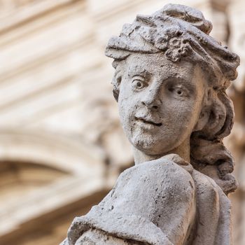 Detail of a statue in a Sicilian baroque church