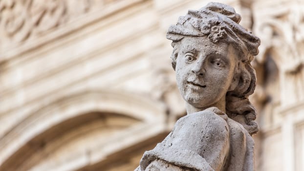 Detail of a statue in a Sicilian baroque church