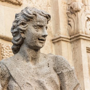 Detail of a statue in a Sicilian baroque church