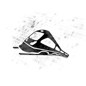 Travel concept: Pixelated black Train icon on Digital background