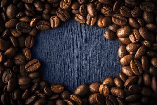 Frame of coffee bean on the dark background