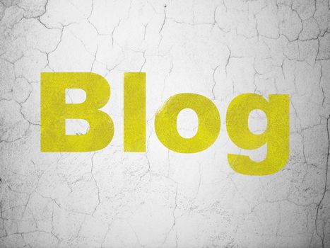Web design concept: Yellow Blog on textured concrete wall background