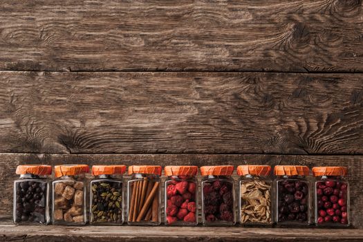 Set for mulled wine on a wooden table horizontal