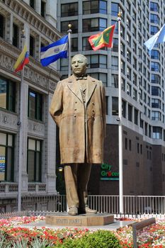 Statue of Benito Juarez near Michigan Avenue in Chicago, Illinois.