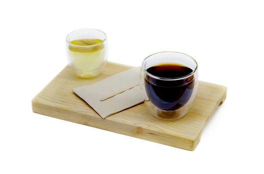 Glass hot coffee cup  and hot tea