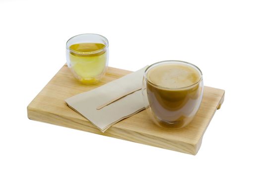 Glass hot coffee cup  and hot tea