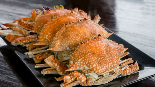steamed flower crab or blue crab, blue manna crab, sand crab