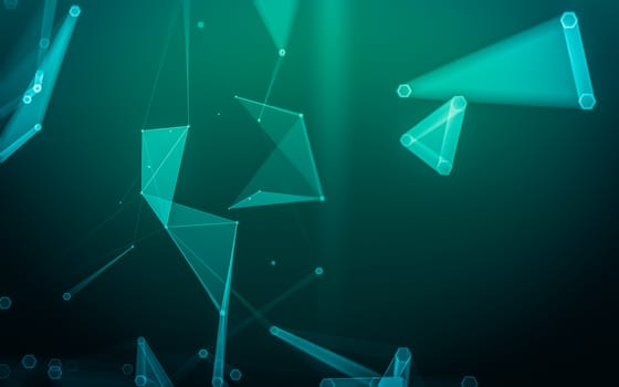 Abstract polygonal space low poly dark background with connecting dots and lines. Connection structure. 3d rendering