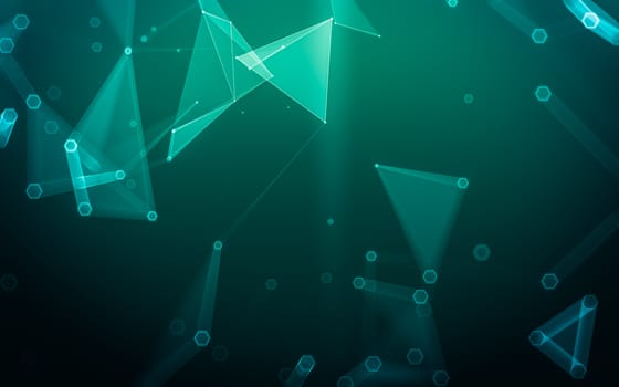 Abstract polygonal space low poly dark background with connecting dots and lines. Connection structure. 3d rendering