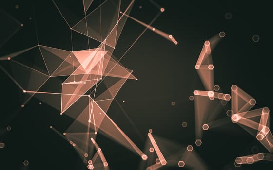 Abstract polygonal space low poly dark background with connecting dots and lines. Connection structure. 3d rendering