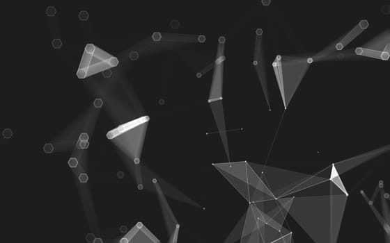 Abstract polygonal space low poly dark background with connecting dots and lines. Connection structure. 3d rendering