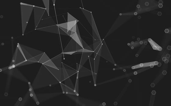 Abstract polygonal space low poly dark background with connecting dots and lines. Connection structure. 3d rendering