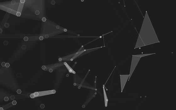 Abstract polygonal space low poly dark background with connecting dots and lines. Connection structure. 3d rendering