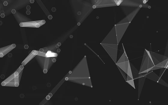 Abstract polygonal space low poly dark background with connecting dots and lines. Connection structure. 3d rendering