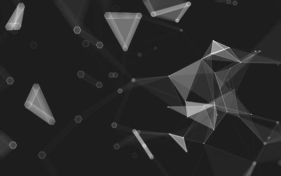 Abstract polygonal space low poly dark background with connecting dots and lines. Connection structure. 3d rendering