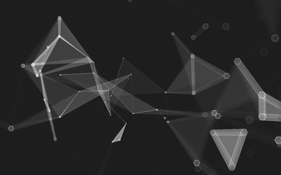 Abstract polygonal space low poly dark background with connecting dots and lines. Connection structure. 3d rendering