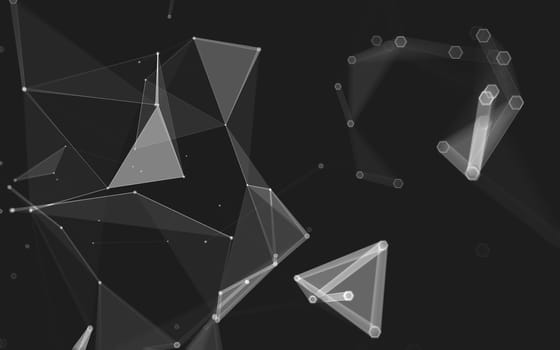 Abstract polygonal space low poly dark background with connecting dots and lines. Connection structure. 3d rendering