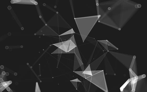 Abstract polygonal space low poly dark background with connecting dots and lines. Connection structure. 3d rendering