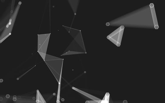 Abstract polygonal space low poly dark background with connecting dots and lines. Connection structure. 3d rendering